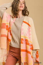 Load image into Gallery viewer, Umgee Cream Shawl Cardigan with Bright Aztec Pattern Shawl Umgee   
