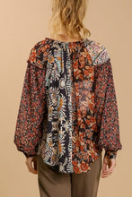 Load image into Gallery viewer, Umgee Mixed Paisley Printed Top with Split Neckline in Black Shirts &amp; Tops Umgee   
