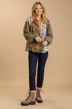 Load image into Gallery viewer, Umgee Mixed Paisley Printed Top with Split Neckline in Forest Mix Shirts &amp; Tops Umgee   
