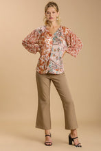 Load image into Gallery viewer, Umgee Mixed Paisley Printed Top with Split Neckline in Off White Mix Shirts &amp; Tops Umgee   

