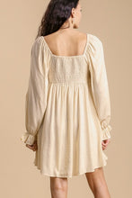 Load image into Gallery viewer, Umgee Dress with Colorful Crochet and Smocking in Cream Dresses Umgee   
