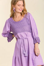 Load image into Gallery viewer, Umgee Dress with Crochet Overlay in Lavender-FINAL SALE Dress Umgee   
