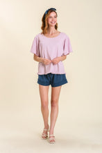 Load image into Gallery viewer, Umgee Round Neck Top with Wide Sleeves in Lavender Top Umgee   
