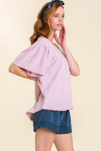 Load image into Gallery viewer, Umgee Round Neck Top with Wide Sleeves in Lavender Top Umgee   
