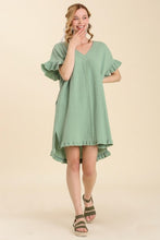 Load image into Gallery viewer, Umgee V-Neck Ruffle Sleeve Dress in Mint Dress Umgee   
