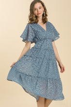 Load image into Gallery viewer, Umgee Animal Print Maxi Dress in Dusty Blue Dress Umgee   
