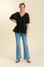 Load image into Gallery viewer, Umgee Leopard Print Puff Sleeve Top in Black Top Umgee   
