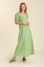 Load image into Gallery viewer, Umgee Square Neck Linen Blend Midi Dress in Apple Mint FINAL SALE Dress Umgee   
