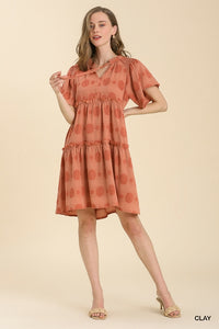 Umgee Polka Dot Tiered Dress in Clay Dress Umgee   