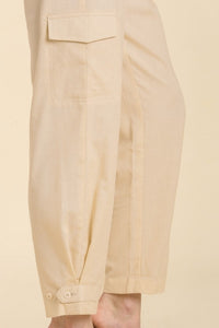 Umgee Linen Blend Pants with Side Pockets in Cream Pants Umgee   