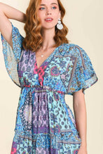 Load image into Gallery viewer, Umgee Mixed Print Tiered Smocked Detail Maxi Dress in Sky Blue Mix Dress Umgee   
