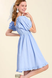Umgee Smocked Dress with Puff Sleeves in Peri Blue Dress Umgee   
