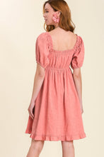 Load image into Gallery viewer, Umgee Smocked Dress with Puff Sleeves in Sugar Coral Dress Umgee   
