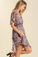 Load image into Gallery viewer, Umgee Floral Ruffled Tiered Dress in Violet Mix Dress Umgee   
