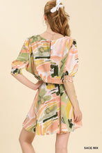 Load image into Gallery viewer, Umgee Abstract Print 3/4 Sleeve Dress in Sage Mix Dress Umgee   
