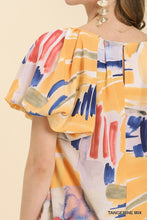 Load image into Gallery viewer, Umgee Abstract Top with Puff Sleeves in Tangerine Mix Top Umgee   
