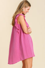 Load image into Gallery viewer, Umgee Snow Washed Dress with Pleated Details in Hot Pink Dress Umgee   

