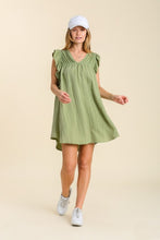 Load image into Gallery viewer, Umgee Snow Washed Dress with Pleated Details in Sage Dress Umgee   
