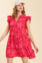 Load image into Gallery viewer, Umgee Floral Print Collar Tiered Dress in Red Dress Umgee   
