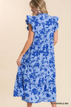 Load image into Gallery viewer, Umgee Split Neck Graphic Floral Print Tiered Maxi Dress in Periwinkle Mix Dresses Umgee   
