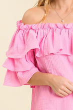 Load image into Gallery viewer, Umgee Gauze Ruffled Top in Bubble Pink Top Umgee   

