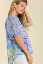 Load image into Gallery viewer, Umgee Mixed Print Floral Top in Blue FINAL SALE Top Umgee   
