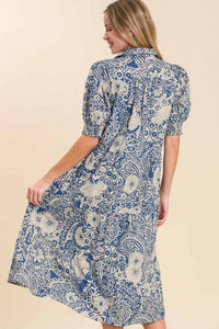 Umgee Printed Midi Dress in Blue Dress Umgee   