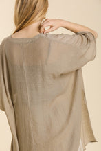 Load image into Gallery viewer, Umgee Sheer V-Neck Kaftan Top in Taupe Shirts &amp; Tops Umgee   

