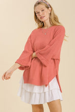 Load image into Gallery viewer, Umgee Waffle Knit Top in Coral Pink Top Umgee   
