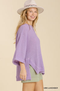 Umgee Waffle Knit Top in Lavender Top Umgee   