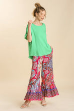 Load image into Gallery viewer, Umgee Linen Blend Top with Short Ruffled Sleeves in Lime Green Shirts &amp; Tops Umgee   
