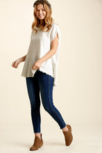 Load image into Gallery viewer, Umgee Linen Frayed Top in Off White Shirts &amp; Tops Umgee   

