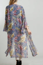 Load image into Gallery viewer, Umgee Steel Blue Floral Long Sheer Kimono Kimonos Umgee   
