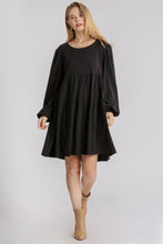Load image into Gallery viewer, Umgee Black Cotton Baby Doll Tiered Dress Dress Umgee   
