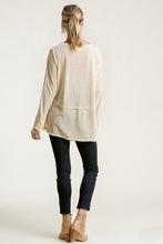 Load image into Gallery viewer, Umgee Long Sleeve Top with Raw Edge Trim in Cream Shirts &amp; Tops Umgee   
