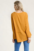 Load image into Gallery viewer, Umgee Long Sleeve Top with Raw Edge Trim in Mustard Shirts &amp; Tops Umgee   
