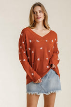 Load image into Gallery viewer, Umgee Pullover Sweater Top with Star Print in Sunset Top Umgee   
