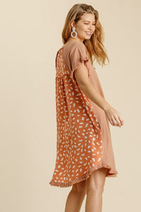 Umgee Animal Print Dress in Apricot Mix Dresses Umgee   