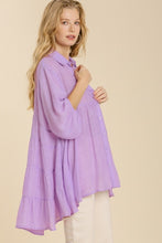 Load image into Gallery viewer, Umgee Button Front Tunic Top in Lavender Top Umgee   
