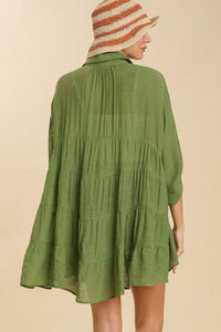 Umgee Button Front Tunic Top in Olive Green Top Umgee   