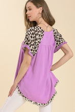 Load image into Gallery viewer, Umgee Animal Print Short Sleeve Shirt in Lavender Top Umgee   
