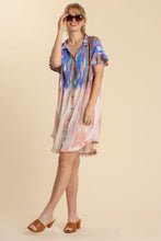 Load image into Gallery viewer, Umgee Striped and Dyed Dress in Teal and Blue Dresses Umgee   
