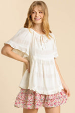 Load image into Gallery viewer, Umgee Sheer Textured Babydoll Top in White Shirts &amp; Tops Umgee   
