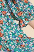 Load image into Gallery viewer, Umgee Floral Print Dress with Metallic Threading in Emerald Dresses Umgee   
