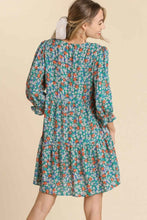 Load image into Gallery viewer, Umgee Floral Print Dress with Metallic Threading in Emerald Dresses Umgee   
