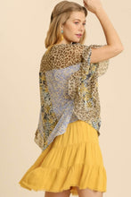 Load image into Gallery viewer, Umgee Sheer Surplice Top with Ruffled Sleeves in Navy Mix Top Umgee   
