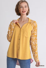 Load image into Gallery viewer, Umgee Button Front Top with Printed Back in Goldenrod Mix  Umgee   
