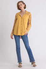 Load image into Gallery viewer, Umgee Button Front Top with Printed Back in Goldenrod Mix  Umgee   
