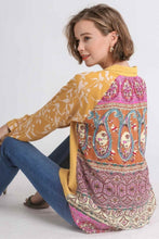 Load image into Gallery viewer, Umgee Button Front Top with Printed Back in Goldenrod Mix  Umgee   
