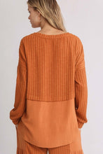 Load image into Gallery viewer, Umgee Ribbed Knit Top with Linen Blend Contrast on Back in Sunset-FINAL SALE Shirts &amp; Tops Umgee   
